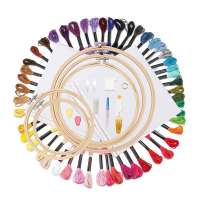 Full Range of Embroidery Starter Kit Including Bamboo Embroidery Hoops, Color Threads,Classic Reserve Aida Cross Stitch Tool Kit